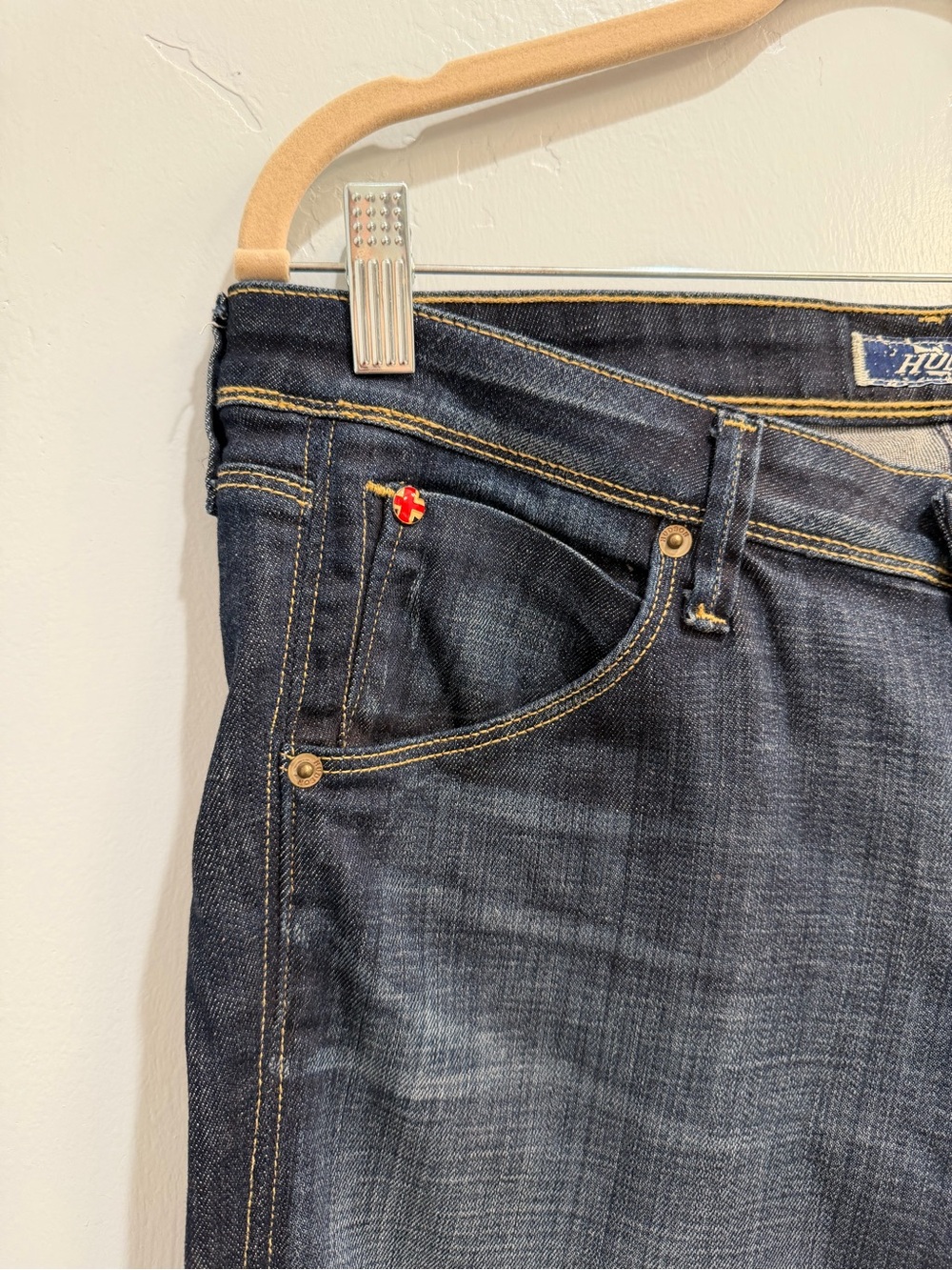 Hudson Jeans Collin Flap Pocket Straight Leg in Dark Wash Mid Rise 31 Tall Long - Picture 5 of 11